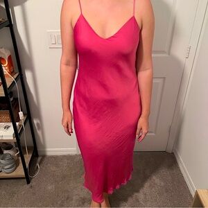 Midi pink slip dress